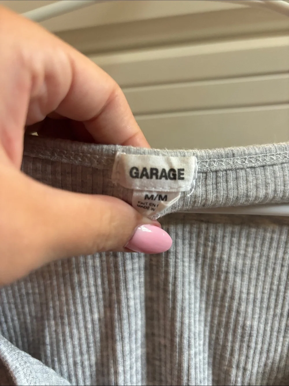 Garage women’s Ribbed V-Neck Long Sleeve Crop Top - Light Gray - Picture 2 of 3